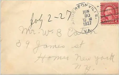 Lettre Cover Etats-Unis 2c 1927 Andersonville cover