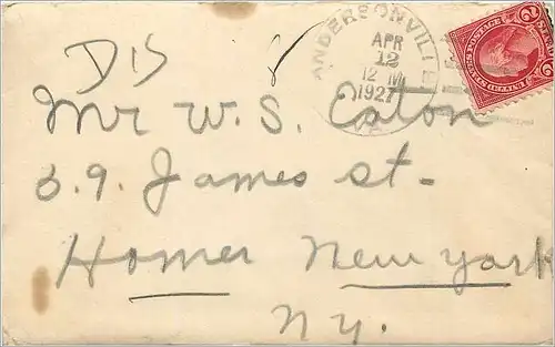 Lettre Cover Etats-Unis 2c 1927 Andersonville cover