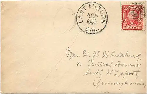 Lettre Cover Etats-Unis 2c East Auburn 1904 cover