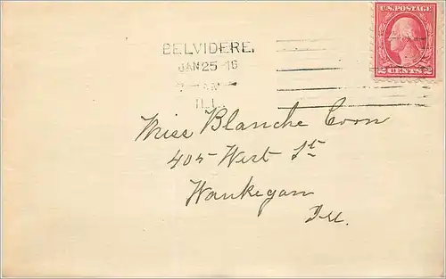 Lettre Cover Etats-Unis 2c Belevedere 1916