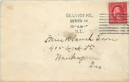 Lettre Cover Etats-Unis 2c Belevedere 1914