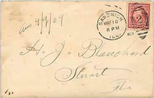 Lettre Cover Etats-Unis 2c on 1939 Sardwich cover