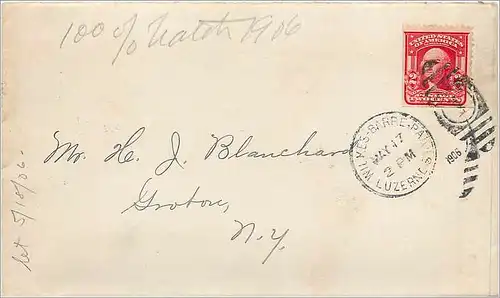 Lettre Cover Etats-Unis 2c on 1906 Wilkes Barre cover