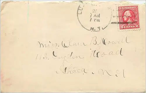Lettre Cover Etats-Unis 2c cover to Ithaca