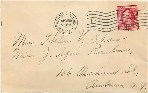 Lettre Cover Etats-Unis 2c on 1911 New York cover