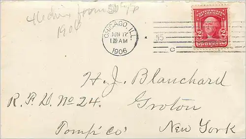 Lettre Cover Etats-Unis 3c on 1906 Chicago cover