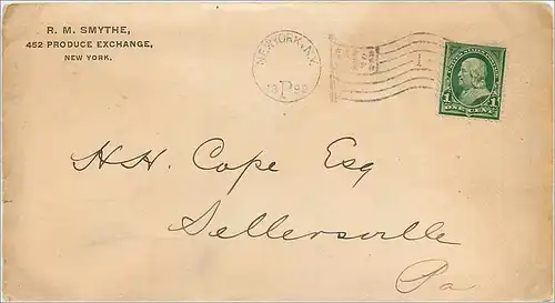 Lettre Cover Etats-Unis 1c on 1899 New York cover