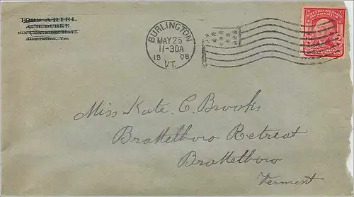 Lettre Cover Etats-Unis 2c Burlington cover 1908