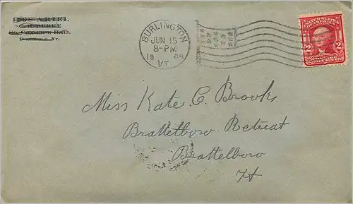 Lettre Cover Etats-Unis 2c Burlington cover 1908