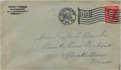 Lettre Cover Etats-Unis 2c Burlington cover 1908