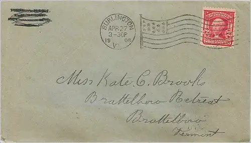 Lettre Cover Etats-Unis 2c Burlington cover 1908