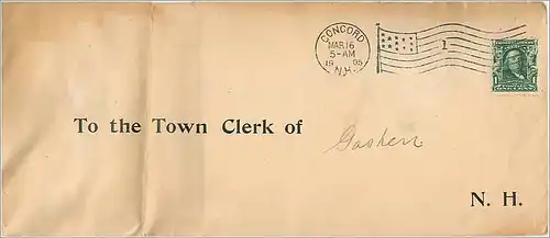 Lettre Cover Etats-Unis 2c Concord cover 1905