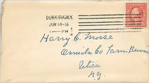 Lettre Cover Etats-Unis 2c 1916 Dunkirk cover