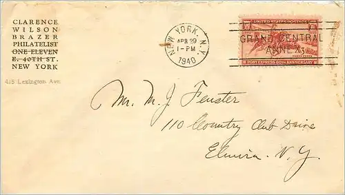 Lettre Cover Etats-Unis Pony Express 1940 New York cover