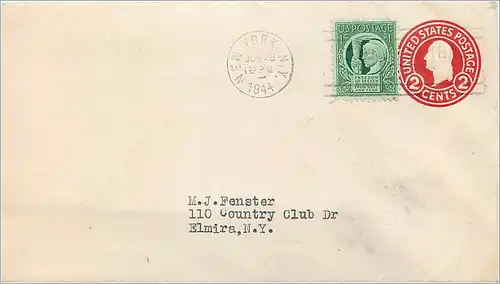 Lettre Cover Etats-Unis stationary 1944 New York cover