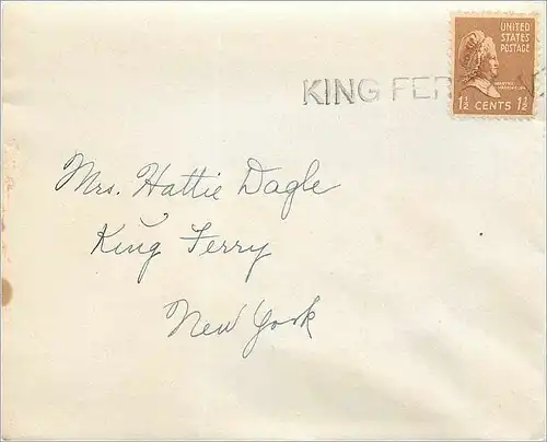 Lettre Cover Etats-Unis King Ferry NY