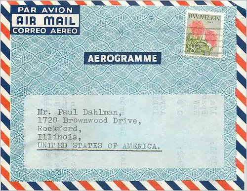 Lettre Cover Aerogram New Zealand for Rockford