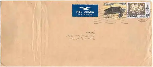 Lettre Cover Malaysia Malaisie Tortue Turtle University Iowa City