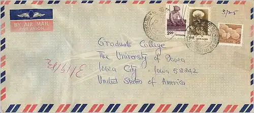 Lettre Cover Inde India University Iowa City