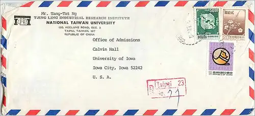 Lettre Cover Chine China University Iowa City Taipei Tjing Ling