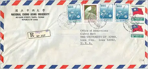 Lettre Cover Chine China University Iowa City Chung Hsing