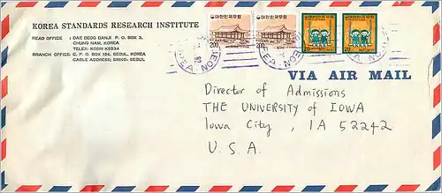 Lettre Cover Coree University Iowa City