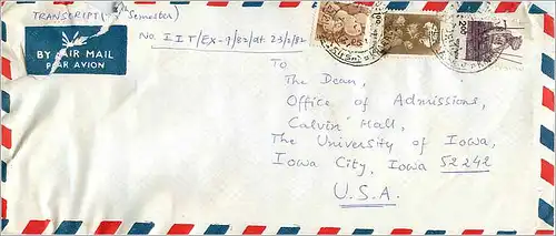 Lettre Cover Inde India University Iowa