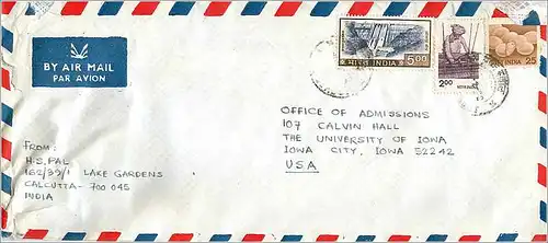 Lettre Cover Inde India University Iowa