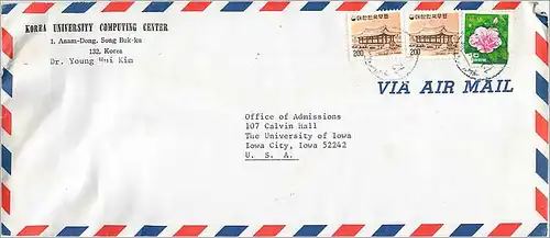 Lettre Cover Coree University Iowa