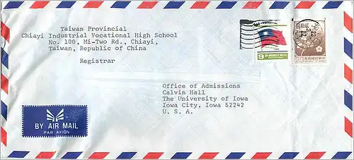 Lettre Cover for University of Iowa Chine