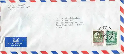 Lettre Cover for University of Iowa Chine