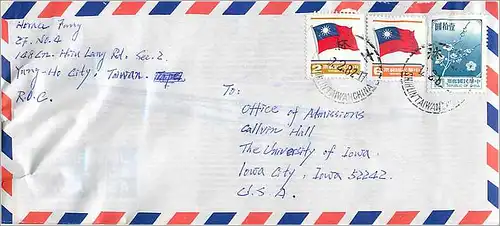 Lettre Cover for University of Iowa Chine