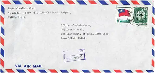 Lettre Cover for University of Iowa Chine