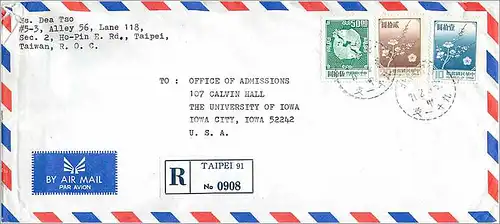 Lettre Cover for University of Iowa Chine