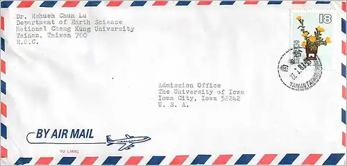 Lettre Cover for University of Iowa Chine