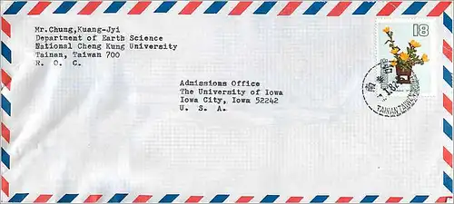 Lettre Cover for University of Iowa Chine