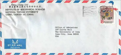 Lettre Cover for University of Iowa Chine