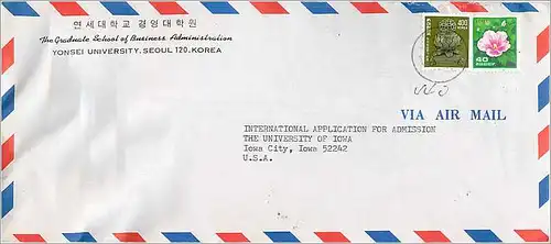 Lettre Cover Coree University Iowa  Yonsei