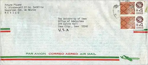 Lettre Cover Mexique University Iowa