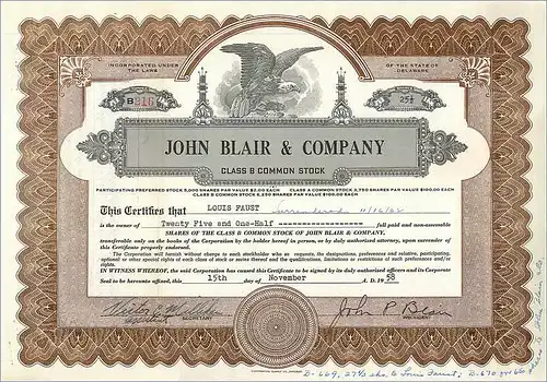 Coupon Share Action The John Blair & Company Eagle Aigle Oiseau