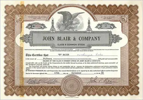 Coupon Share Action The John Blair & Company Eagle Aigle Oiseau