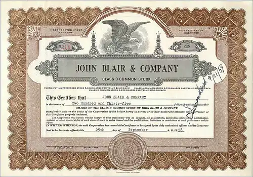 Coupon Share Action The John Blair & Company Eagle Aigle Oiseau