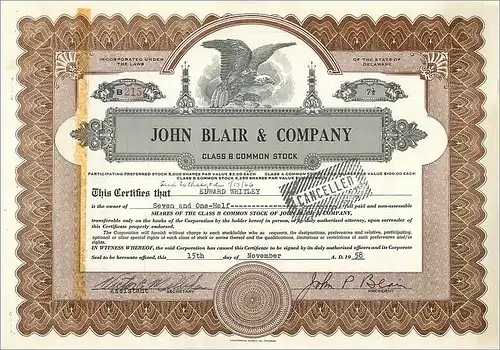 Coupon Share Action The John Blair & Company Eagle Aigle Oiseau