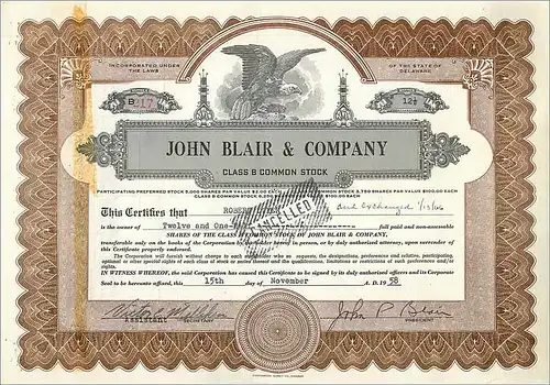 Coupon Share Action The John Blair & Company Eagle Aigle Oiseau