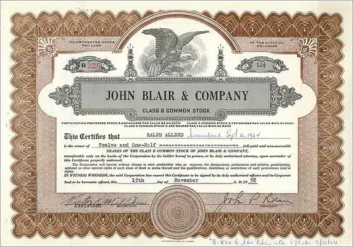 Coupon Share Action The John Blair & Company Eagle Aigle Oiseau