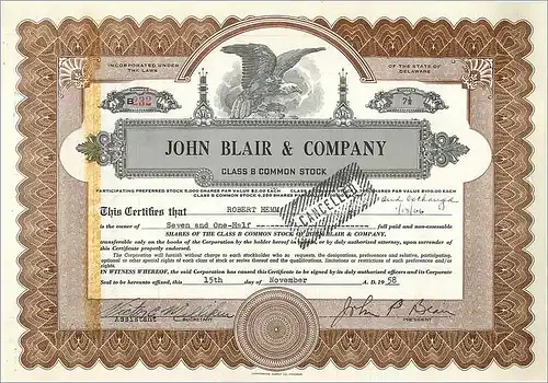 Coupon Share Action The John Blair & Company Eagle Aigle Oiseau