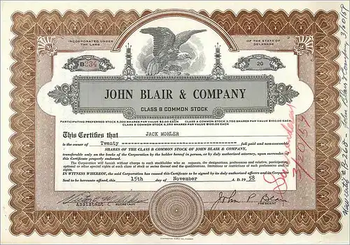 Coupon Share Action The John Blair & Company Eagle Aigle Oiseau