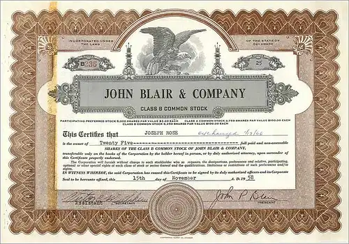 Coupon Share Action The John Blair & Company Eagle Aigle Oiseau