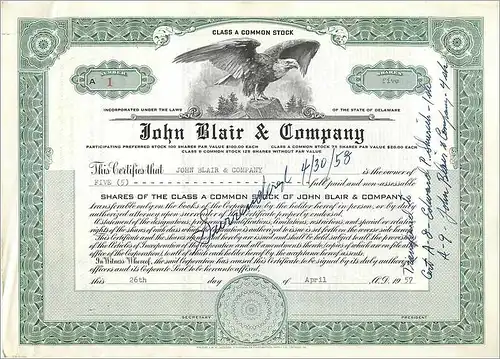 Coupon Share Action The John Blair & Company Eagle Aigle Oiseau