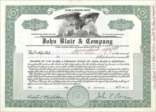 Coupon Share Action The John Blair & Company Eagle Aigle Oiseau